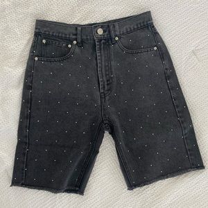 Generation Love Freya Crystal Black Denim Shorts